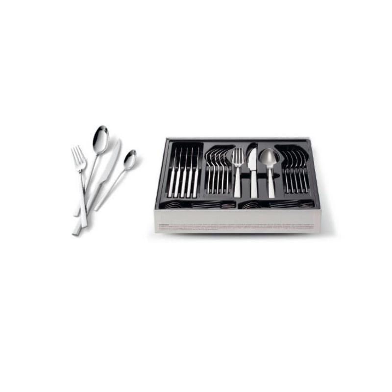 Set De Couverts Lagostina Giada 24 Pièces Acier Inoxydable 18/10 - Pour 6 Personnes - Finition Miroir - Épaisseur 3.5 Mm